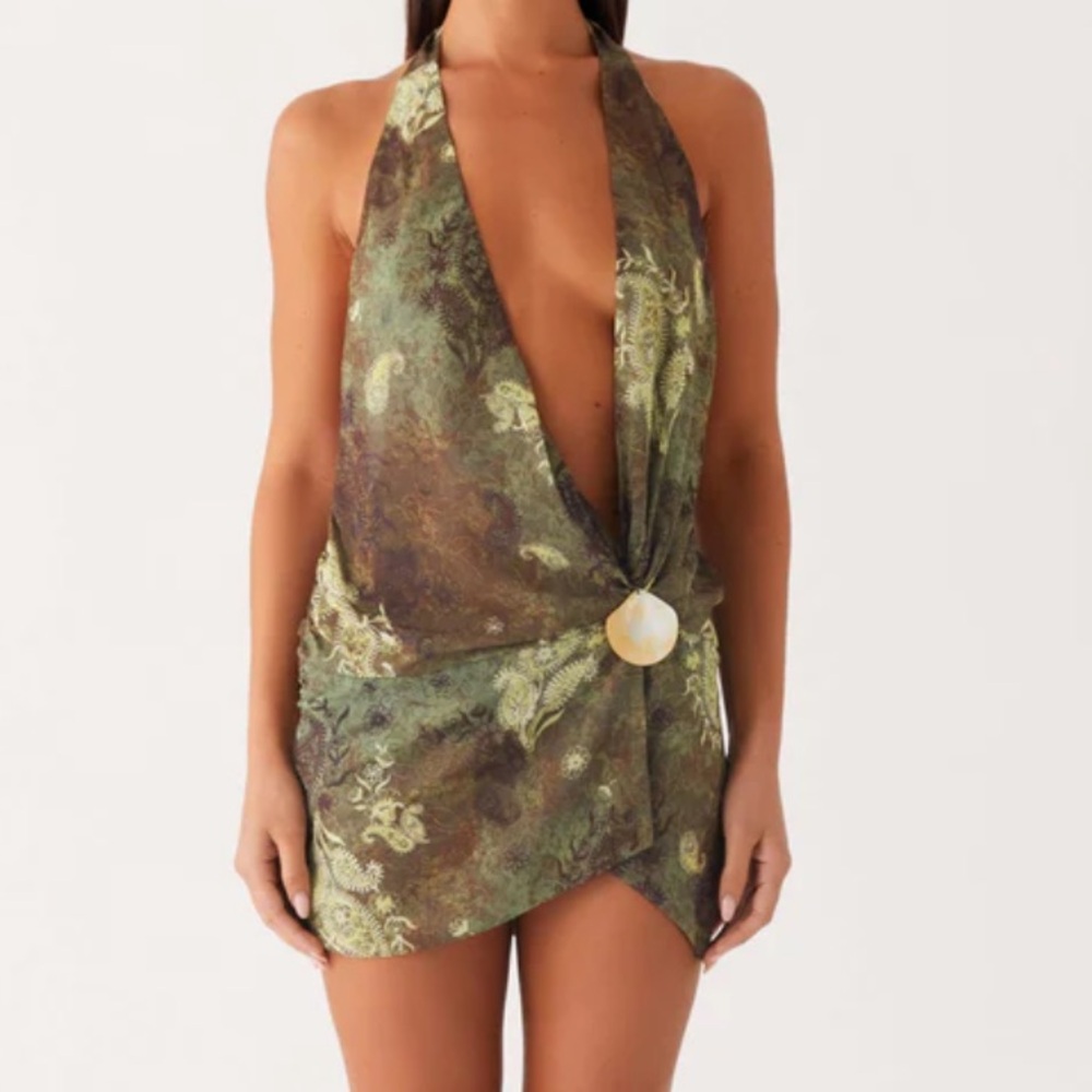 Peppermayo Eleanora Plunge Mini Dress in cyber floral NWT US sz 6